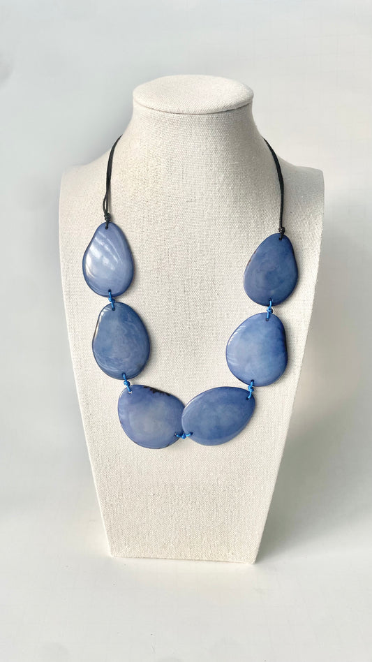 Light Blue Tagua Nut Adjustable Necklace – Sustainable Handmade Jewelry