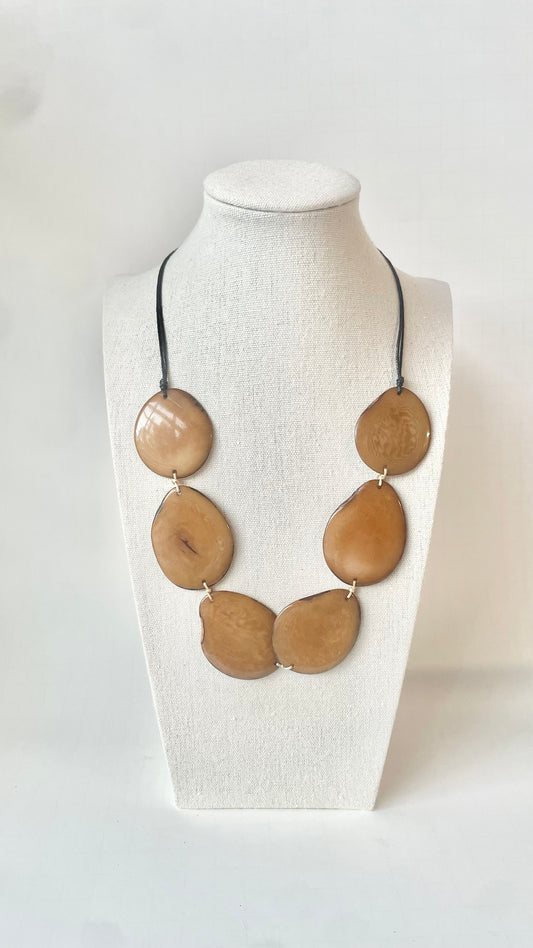 Light Brown Tagua Nut Adjustable Necklace | Sustainable Handmade Jewelry