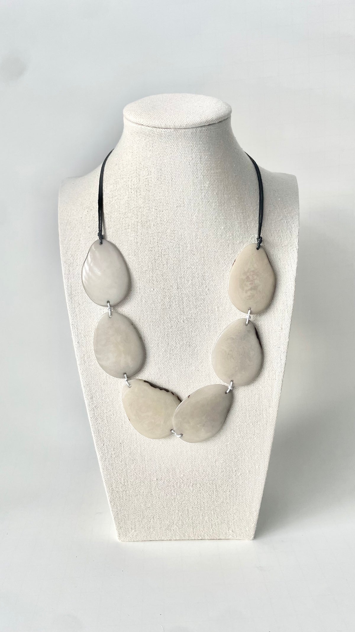 Light Gray Tagua Nut Adjustable Necklace | Sustainable Handmade Jewelry