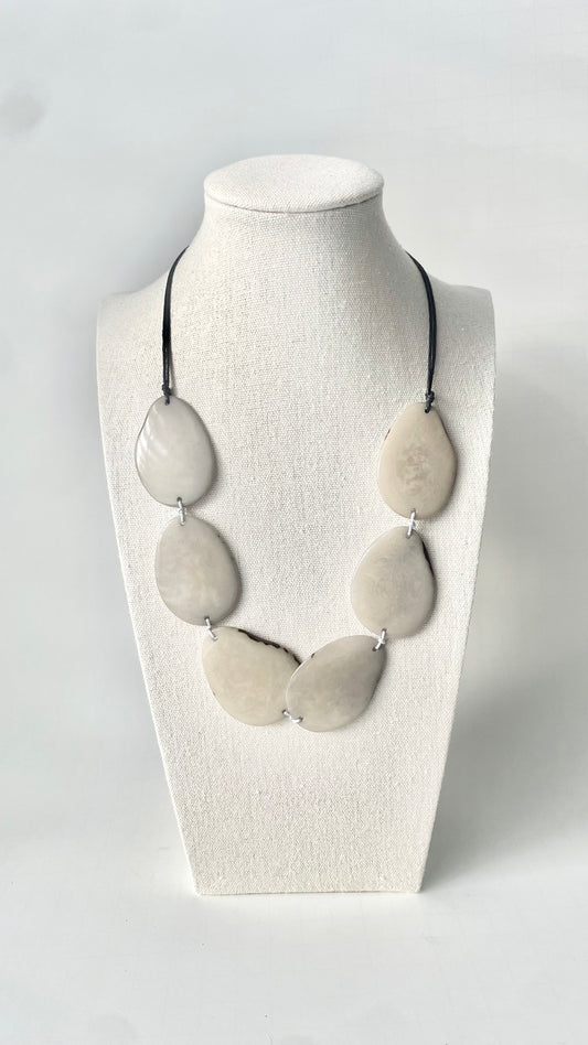 Light Gray Tagua Nut Adjustable Necklace | Sustainable Handmade Jewelry