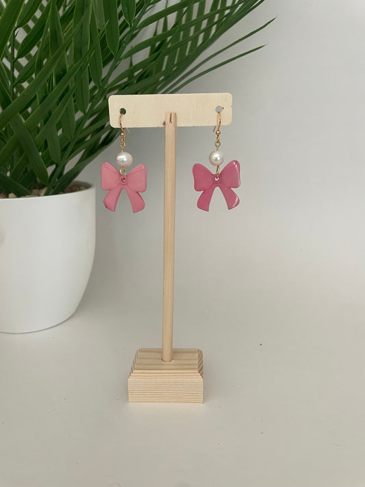 Pink Bow Earrings 