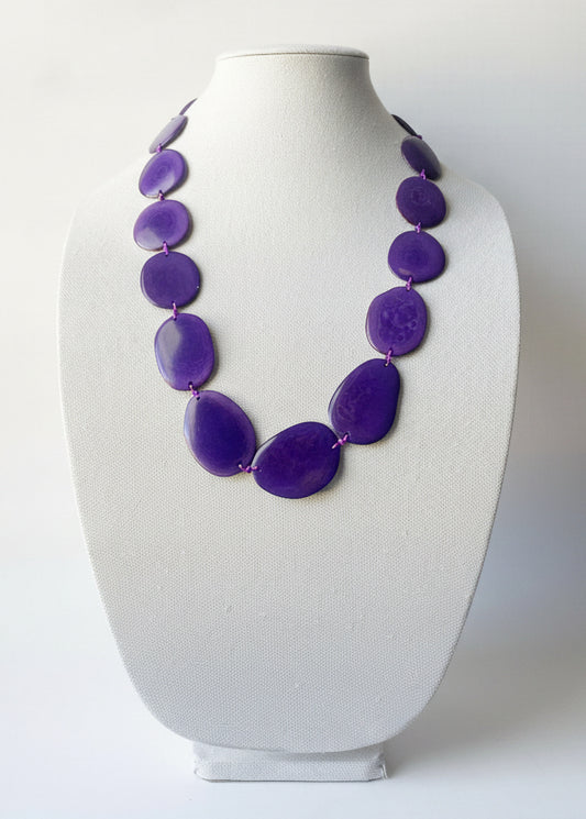 Lilac Purple Tagua Nut Sustainable Long Necklace | Handcrafted in Ecuador
