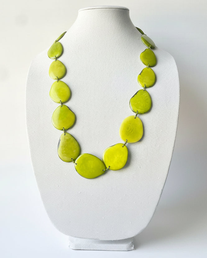Lime Green Tagua Nut Necklace – Handmade Sustainable Jewelry