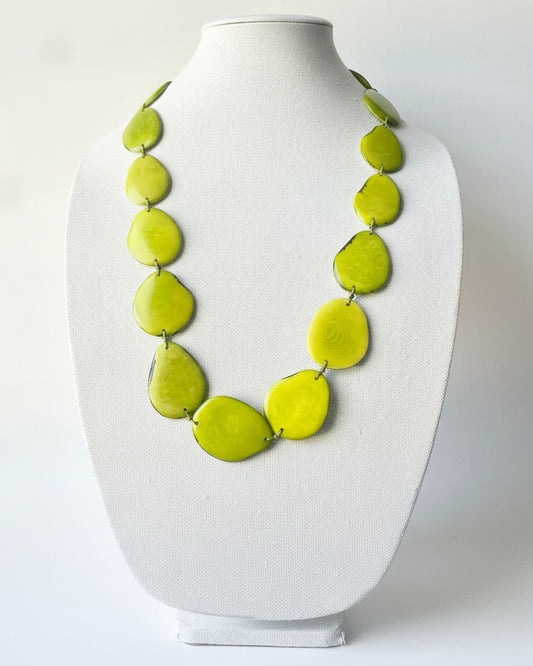 Lime Green Tagua Nut Necklace – Handmade Sustainable Jewelry