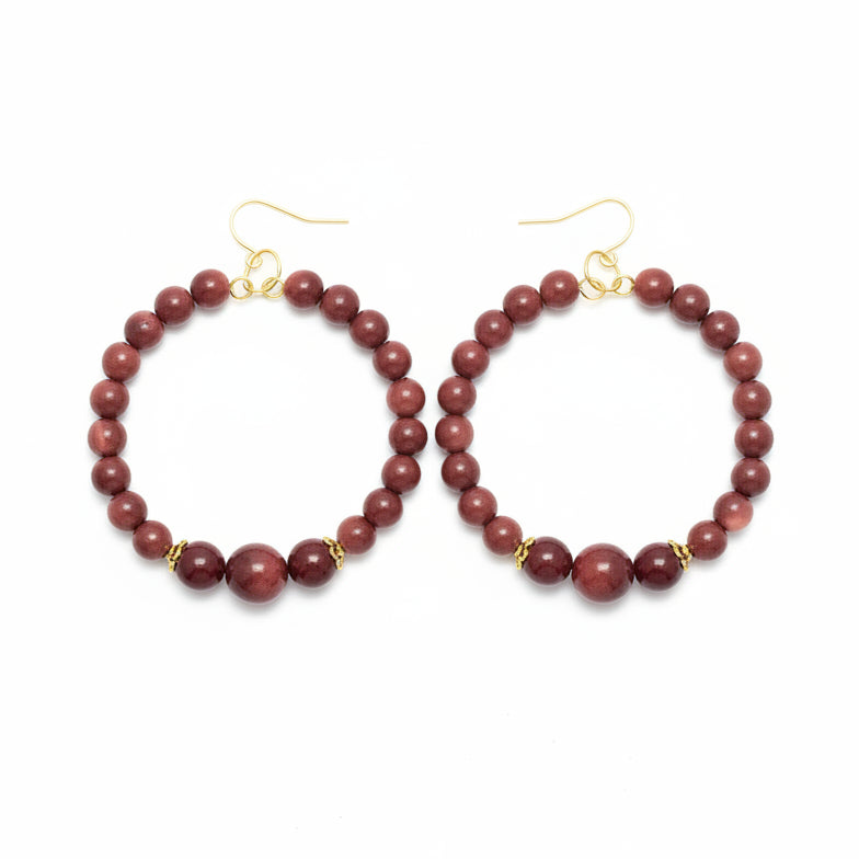 Maroon Hoop Tagua Earrings summer
