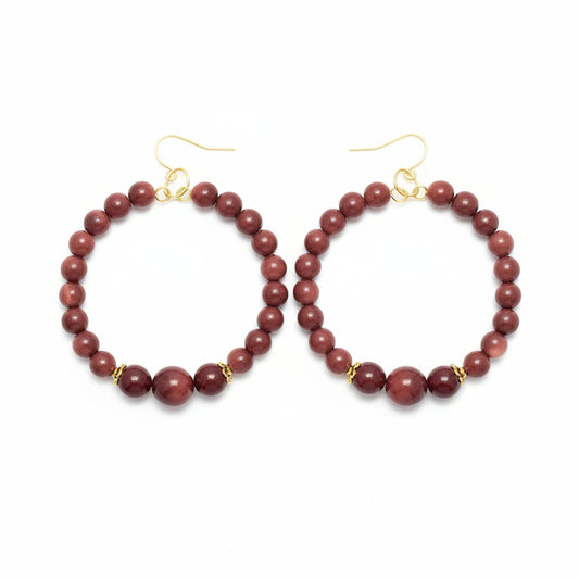 Maroon Hoop Tagua Earrings summer
