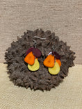 Load image into Gallery viewer, Maroon Orange Yellow Tagua Earrings
