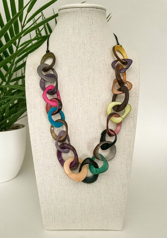 Multicolor Tagua Nut Necklace | Handmade Boho Jewelry