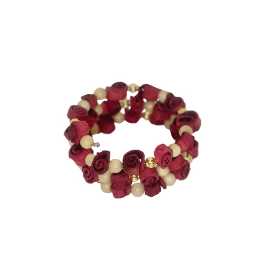 Orange peel and tagua nut bracelet autumn
