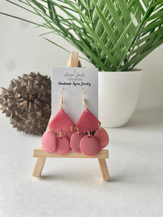 Pink tagua nut earrings