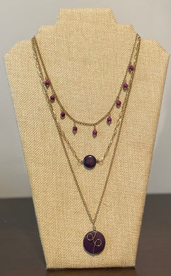 Purple Triple Layer Tagua Necklace