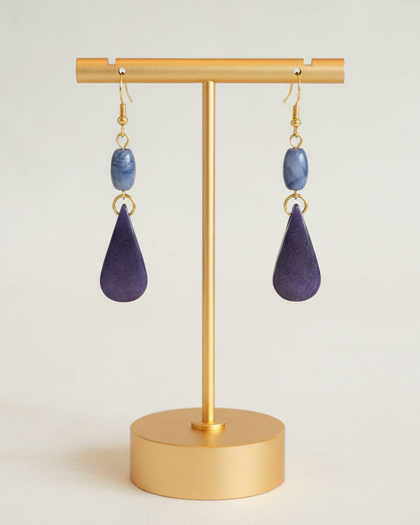 Purple Tagua Nut Dangle Earrings