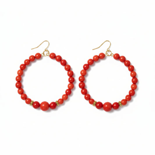 Red Hoop Tagua Earrings autumn spring