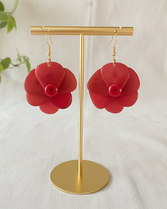 Red Tagua nut earrings autumn spring