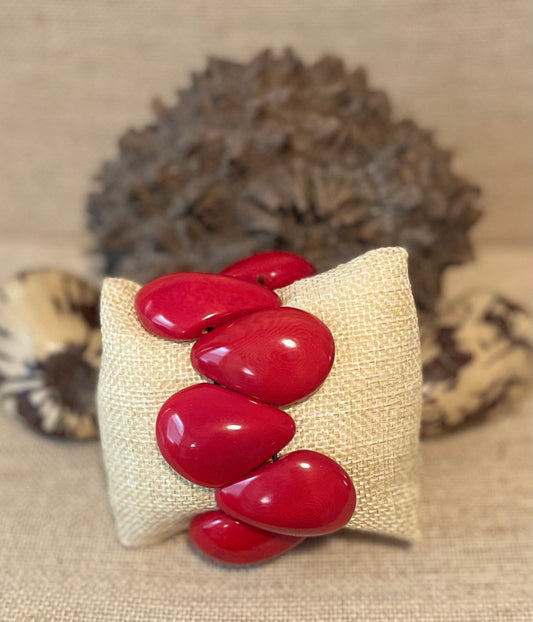 Red Teardrop Tagua Nut autumn spring Bracelet