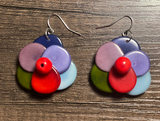 Multicolor Rose Tagua Earrings