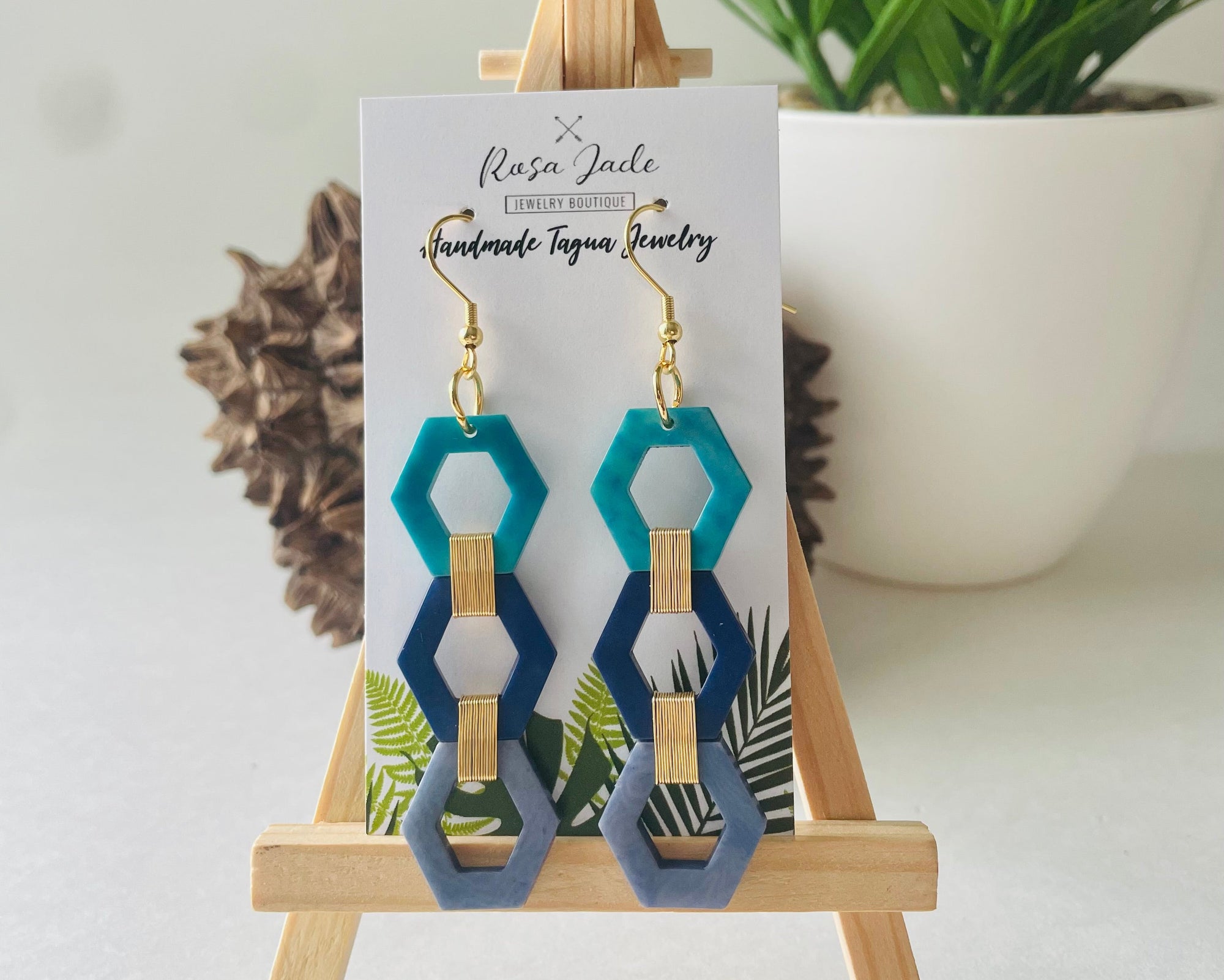 Tagua nut dangle earrings