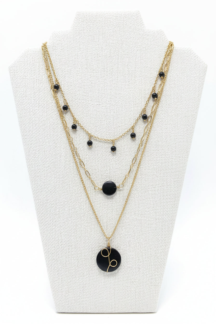 Black Triple Layer Tagua Necklace