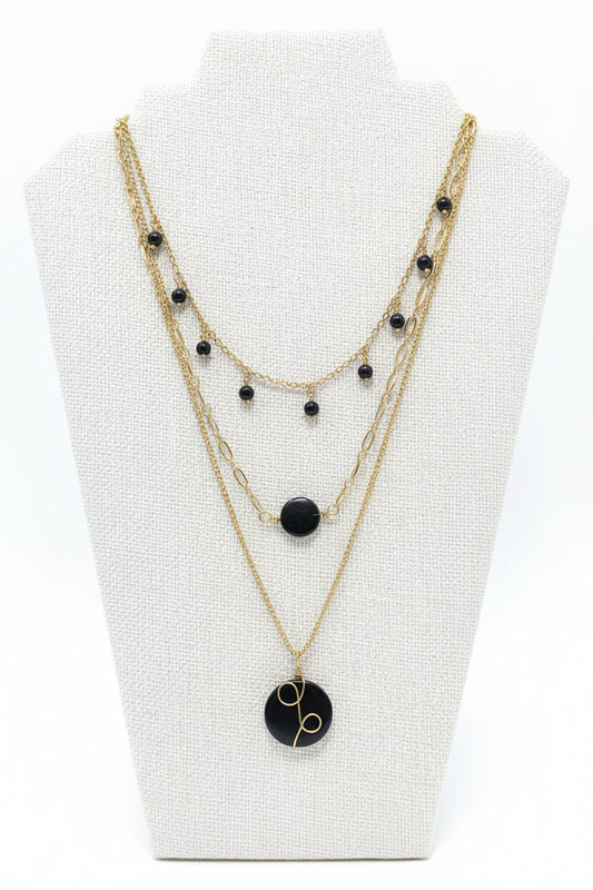 Black Triple Layer Tagua Necklace