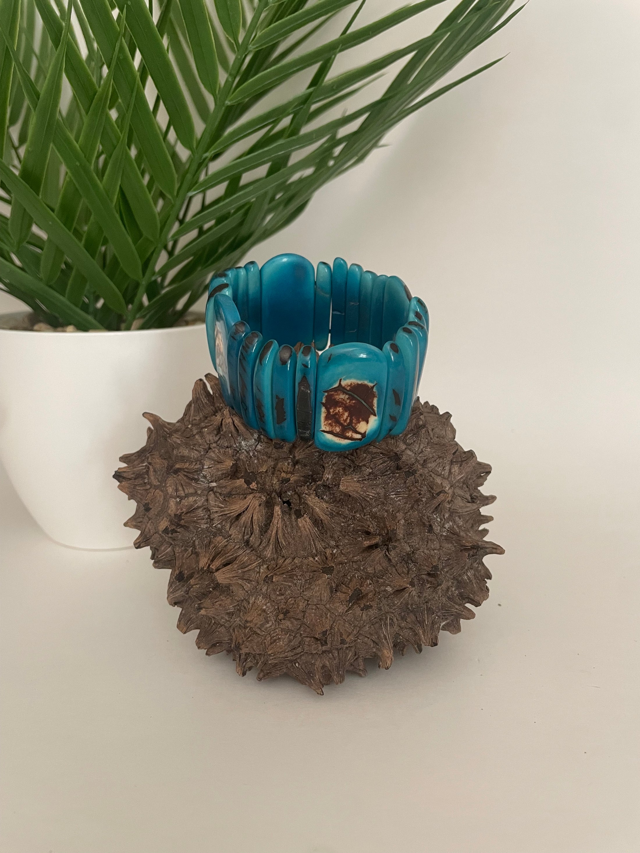 Turquoise  Tagua Spring Bracelet