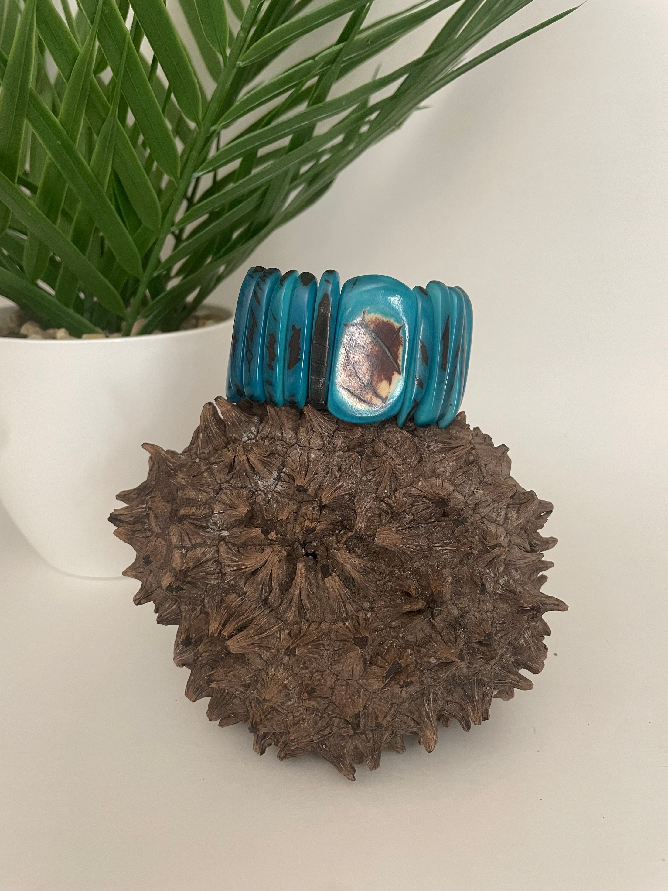 Turquoise  Tagua Spring Bracelet