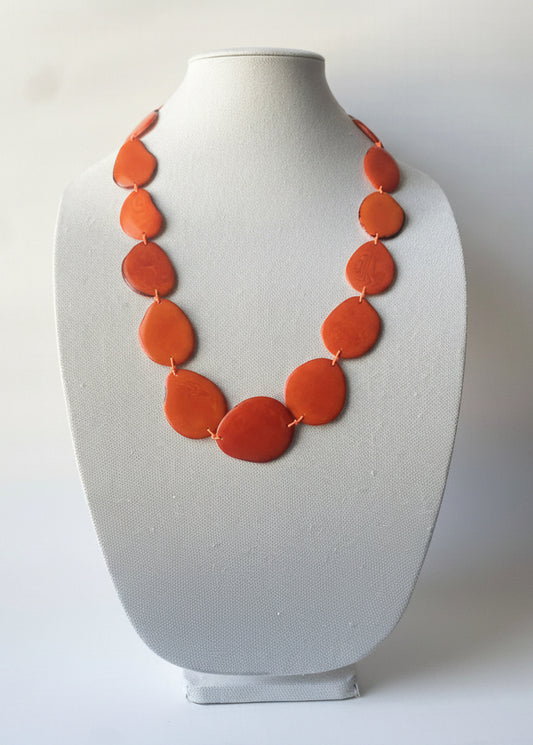 Vibrant Orange Tagua Nut Necklace | Sustainable Handmade Jewelry