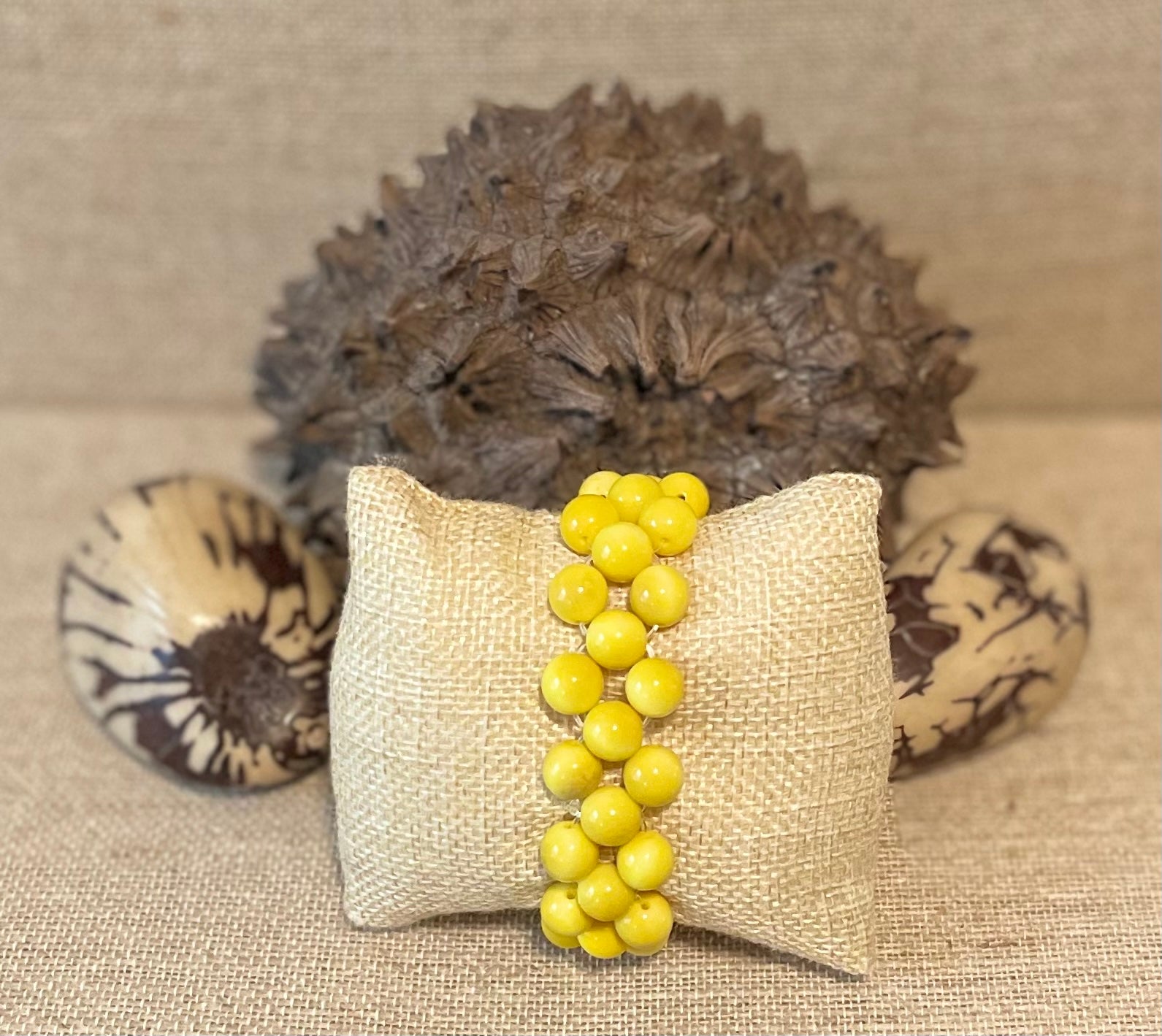 Yellow Tagua Nut Stretchable Bracelet