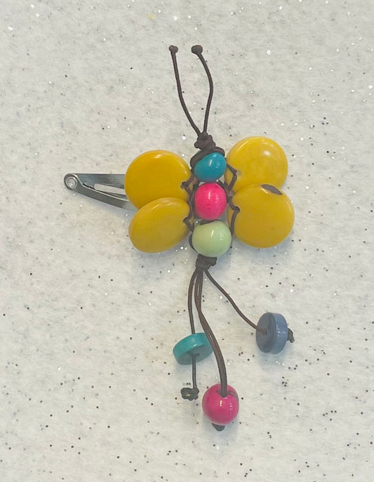 Yellow Tagua Butterfly Hair Clip