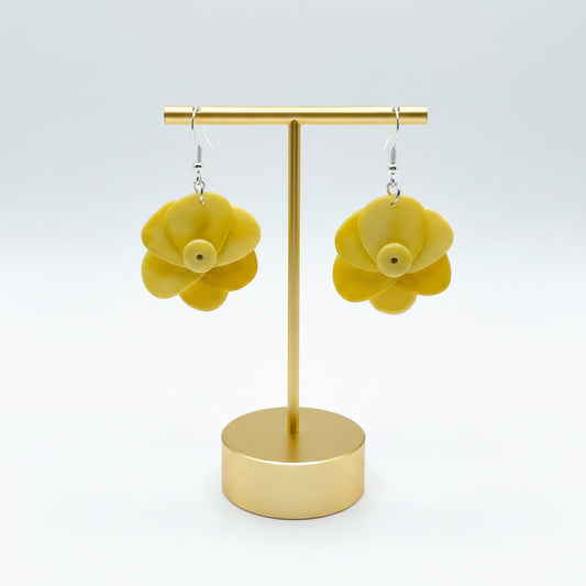 Yellow Tagua nut rose earrings