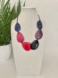 Load image into Gallery viewer, blue pink purple Tagua Nut adjustable necklace
