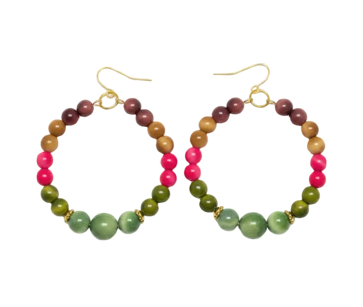 Multicolor Hoop Tagua Earrings