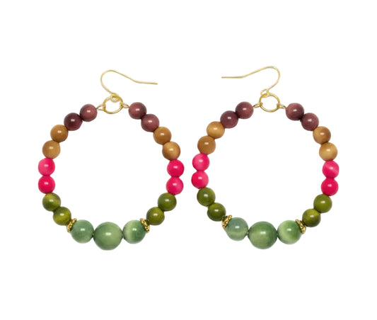 Multicolor Hoop Tagua Earrings