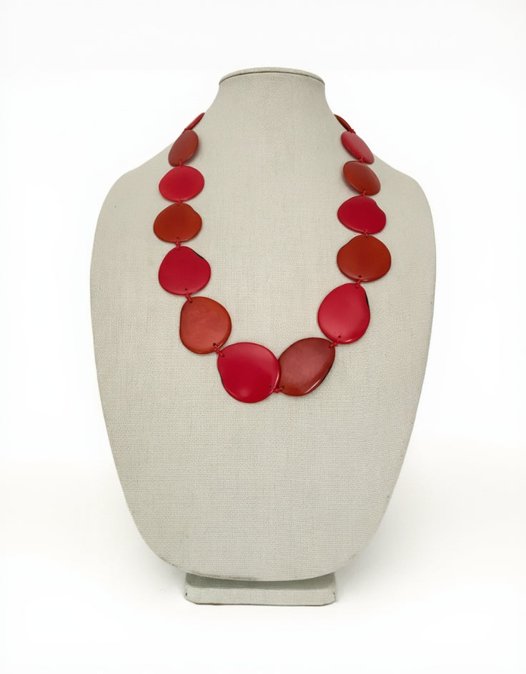 orange and salmon tagua statement necklace autumn