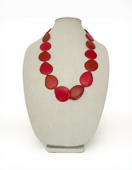 orange and salmon tagua statement necklace autumn