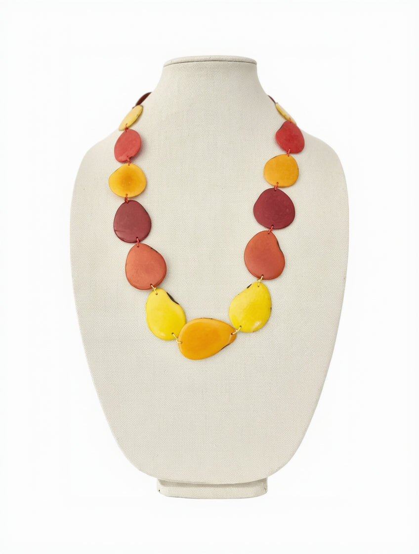 orange yellow white tagua nut statement necklace