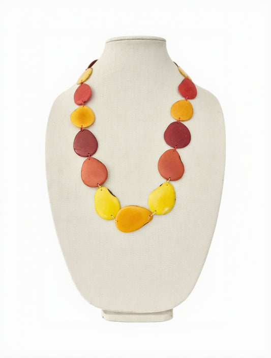 orange yellow white tagua nut statement necklace