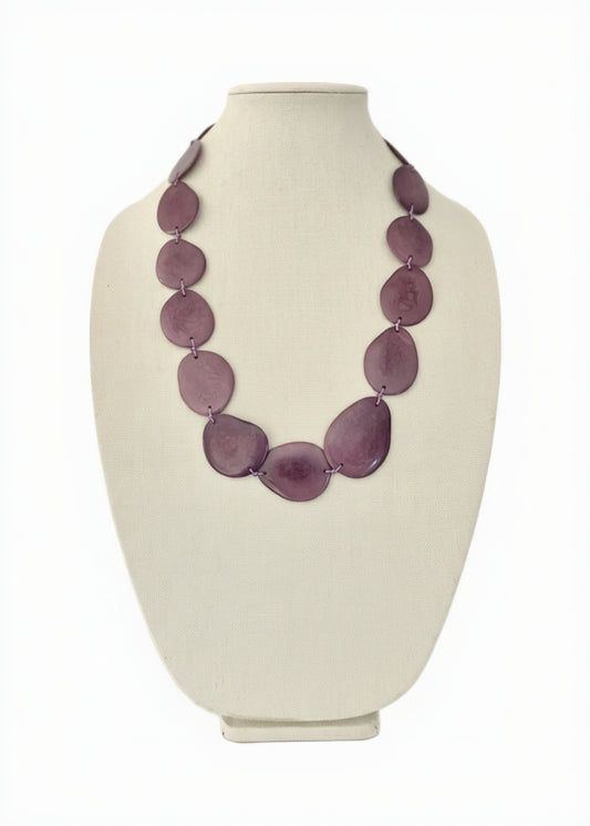 purple tagua nut long summer necklace 