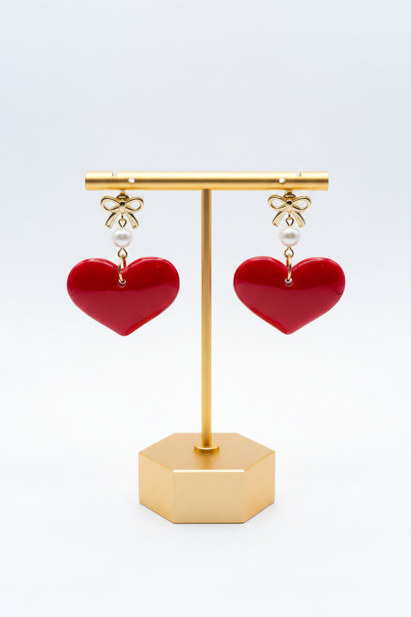 red Heart Tagua Nut & Pearl Earrings | Sustainable Handmade Jewelry