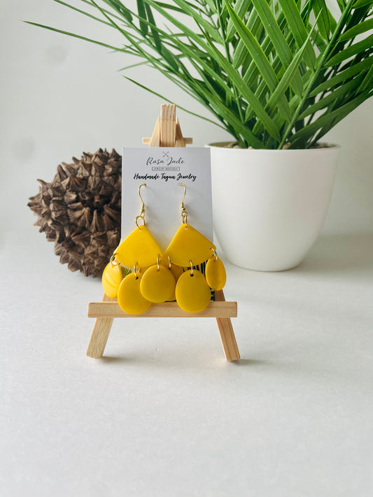 yellow tagua nut earrings