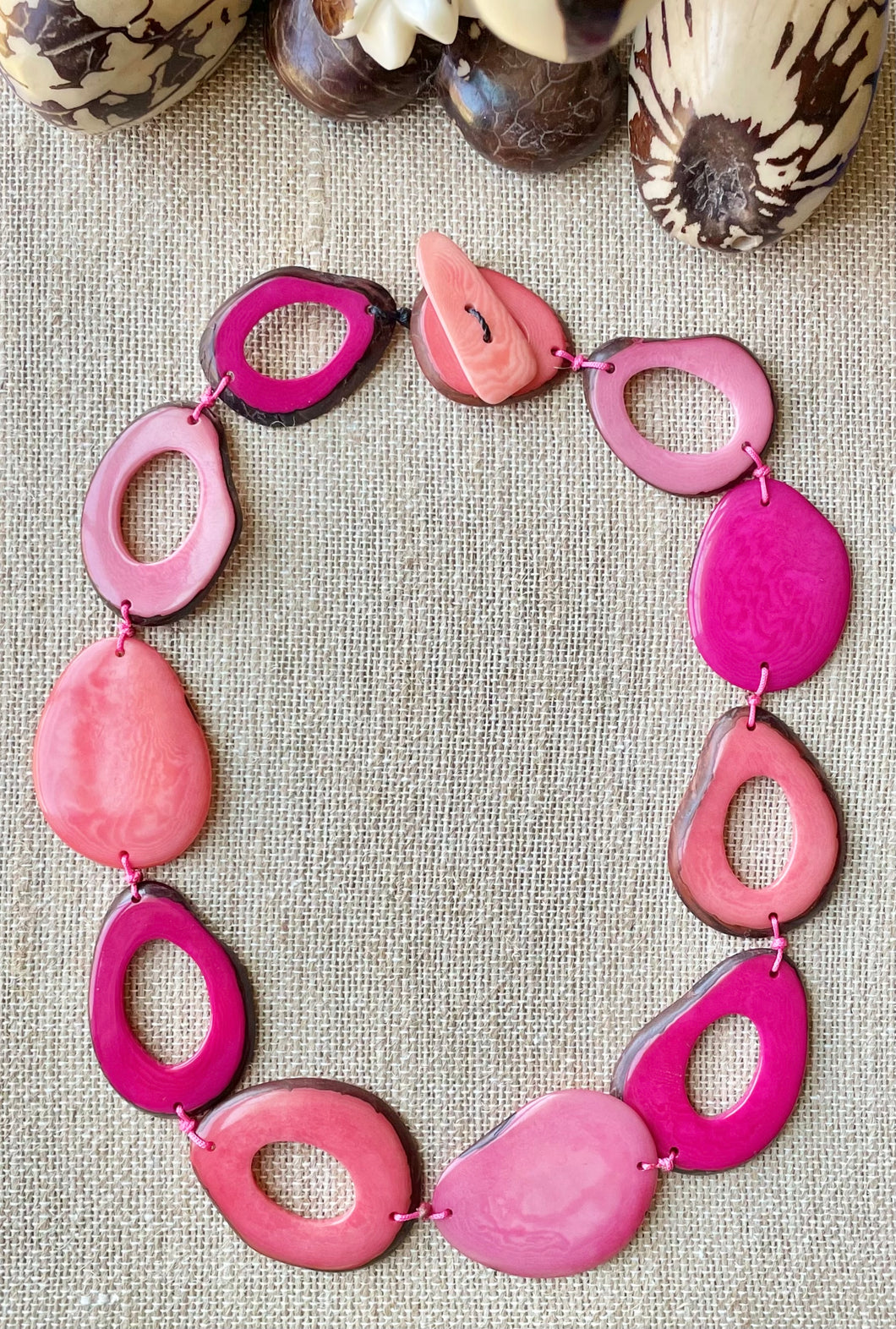 Shades of Pink Tagua Nut Nevklace