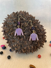 Load image into Gallery viewer, Light Purple Tagua Nut Jockey Silk Derby Earrings
