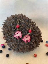 Load image into Gallery viewer, Hot Pink Tagua Nut Horseshoe Derby Earrings
