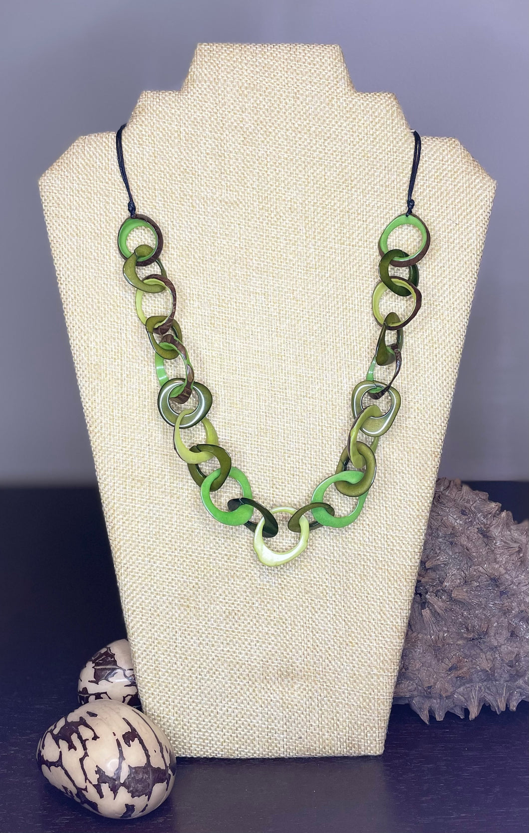 Green Tagua Nut Adjustable Necklace