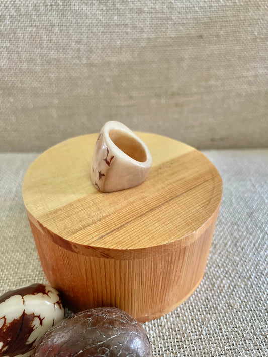 Light Brown Tagua Nut Statement Ring