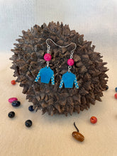 Load image into Gallery viewer, Turquoise Tagua Nut Jockey Silk Derby Earrings
