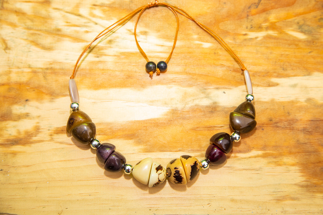 Multicolor Tagua Nut Adjustable Necklace