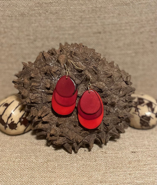 Red Tagua Nut Earrings