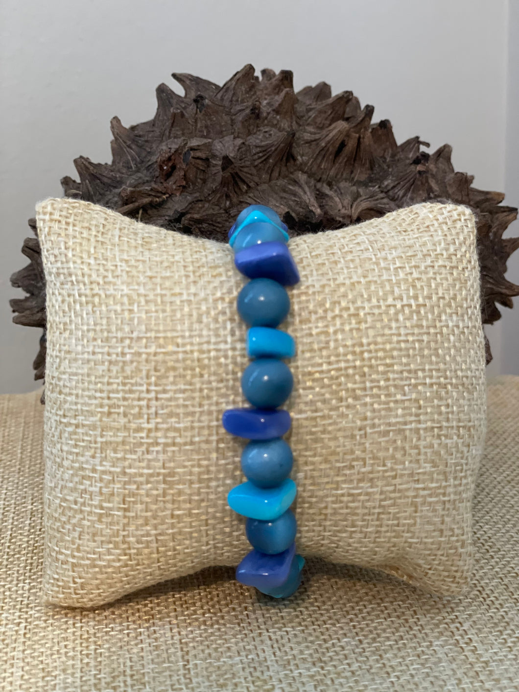 Purple and Baby Blue Tagua Nut Stackable Bracelet