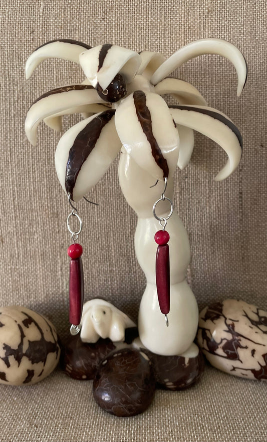 Red Tagua Nut Earrings