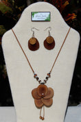Load image into Gallery viewer, Light Brown Tagua Nut Rose and Earrings set
